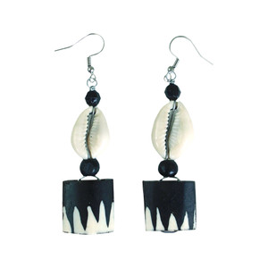 Buy Kenyan Bone & Cowrie Shell Earrings