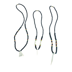 Set Of 3 Rasta Bead & Bone Necklaces