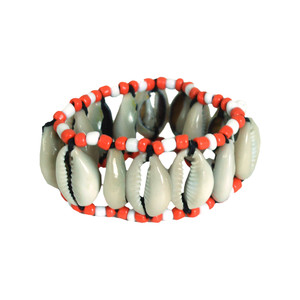 Set Of 6 Kenyan Cowry Shell Elastic Bracelets