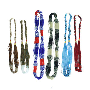 Set Of 6 Kenyan Long Multistrand Beaded Necklaces - Assorted Colors