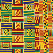 Buy Economy Burgundy & Green Kente Print Fabric 12 Yards