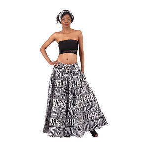 White & Black Mud Print Maxi Skirt