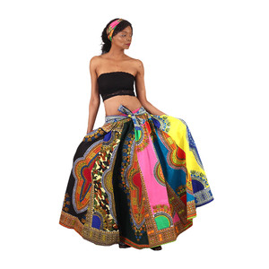 Mixed Dashiki Print Maxi Skirt