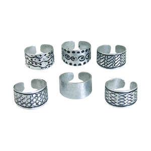 Set Of 6 Assorted Kenyan Aluminum Adinkra Rings