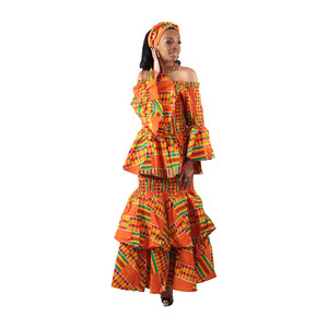 Kente #1 Bell-Sleeve Luxury Skirt Set