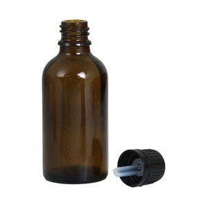 50 mL (1.7 oz.) Amber Bottles & Euro Dropper Lids - Set Of 6