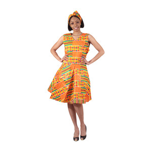 Kente #1 Mid-Length Sleeveless Dress - One Size