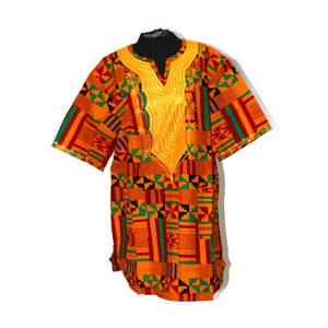 C-M491 Embroidered Kente 3-Piece Pants Set Style B - top only