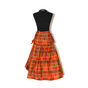 C-WK688 Kente Print Short Skirt W Scarf - #1