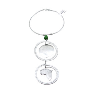 Long Aluminum Africa Map Choker w/ Bead - ASSORTED