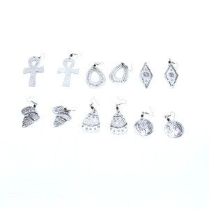 Set of 6 Kenyan Aluminum Native Earrings - ASSORTED