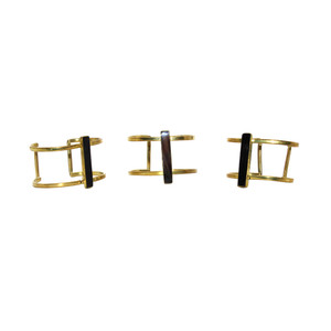 Set of 3 Kenyan Brass Bar Cuff Bracelets - ASSORTED