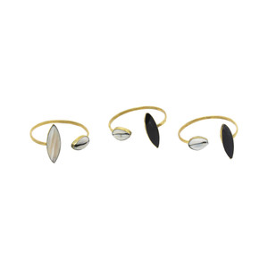 Set of 3 Cowrie & Marquise Brass Bracelets - ASSORTED