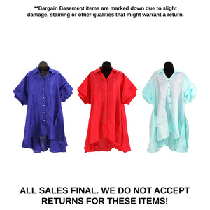 Bargain Set of 3 Solid Color Hi-Low Button Dresses - ASSORTED