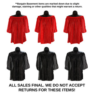 Bargain Set of 6 Plus-Sized Sheer Tops Solid w/ Gold:  ASSORTED
