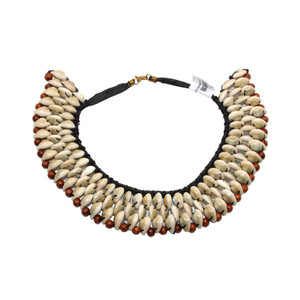 Triple-row Uncut Cowrie & Bead Choker