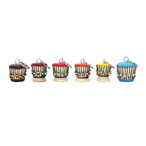 Set of 6 Kenyan Drum Keychains - ASSORTED