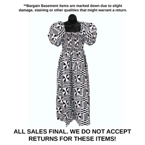 Bargain Black/White Ankara Print Split Long Dress w/ Hat