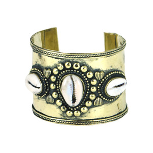 Buy Wide Band Gold Cowrie Shell Bracelet