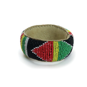 African Beaded Wide Leather Bracelet