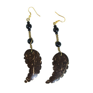 Kenyan Coconut Shell Leaf Earrings