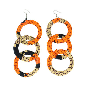 Kitenge Dangle Hoop Earrings: Print-B