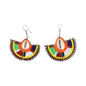 Maasai Beaded Cowrie Earrings - ASSORTED