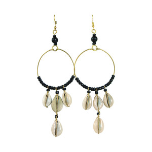 4-Cowrie Shell Hoop Earrings