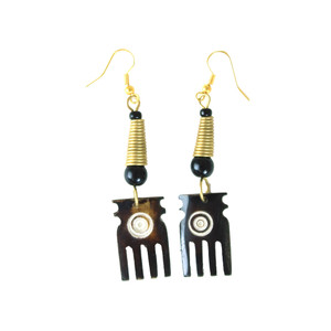 Brown Bone Comb Earrings