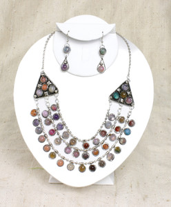Agate Gemstone Necklace & Earring Set