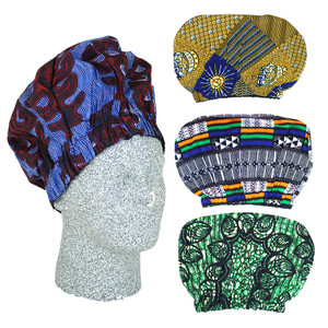 African Print Bonnet w/Satin