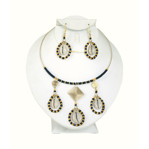 Beaded Brass & Cowrie Shell Necklace Set