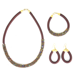 Buy Brown Kenyan Necklace Set
