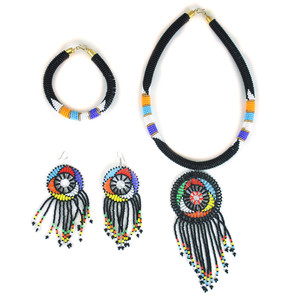 Black Maasai Bead Jewelry Set