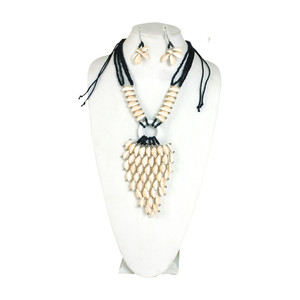 Shell Beaded/Silver Necklace and Earring