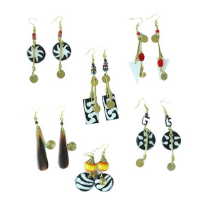 Buy Set Of 6 Bone & Brass Earrings