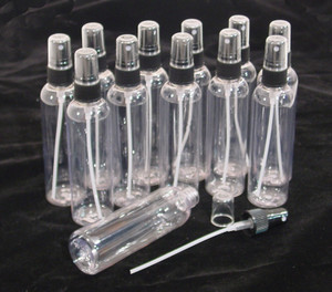 4 oz. Plastic Bottles w/Atomizer - 12 pk