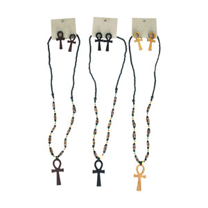 Set Of 3 Pan African Ankh Necklace Sets