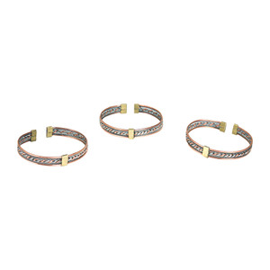 Set of 3 Kenyan Tri-Metal Bracelets