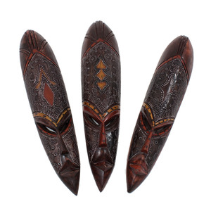 Medium Ghana Fang Mask - Metal/Wood