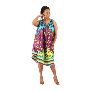 Set Of 4 Peacock Print Umbrella Dresses - Women's Dresses-African Fashion