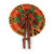 Orange Kente Leather Folding Fan