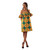 African Circle Print Short Dress: Green