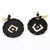 Large Mud Cloth & Shell Earrings - Black/White