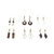 Set of 6 Kenyan Brass/Bone/Shell Earrings - ASSORTED