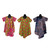 Set of 3 Damaged Short Sleeve Print Dresses - ASSORTED