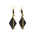 Diamond-shaped Brass & Bone Hanging Earrings - DkBrown