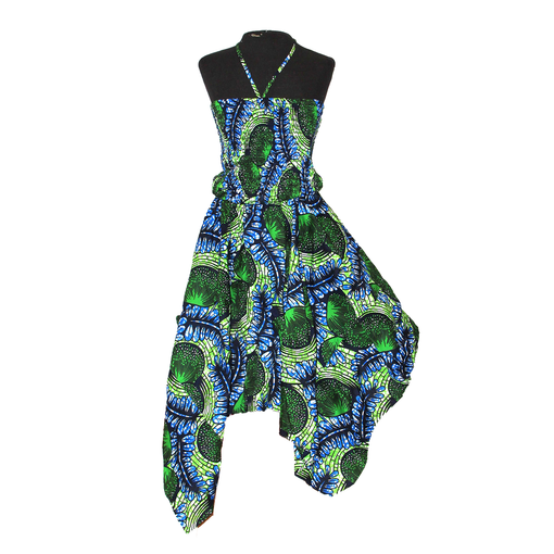 ankara halter neck dress Print Halter-Top Smocked - ONE SIZE ZIP-UP-CLOSURE