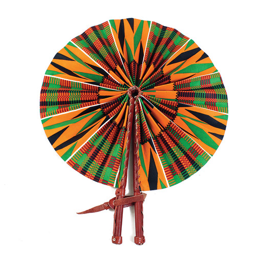 Buy Orange/Green Kente Folding Fan