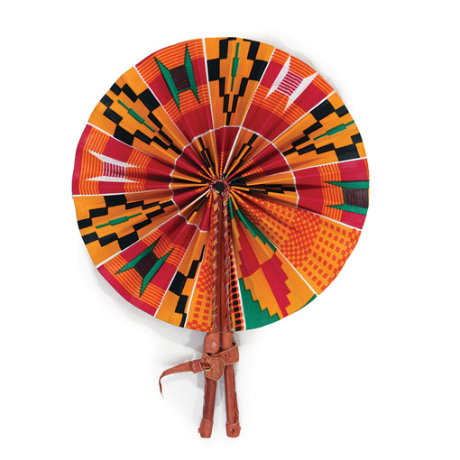 Buy Pink Kente Leather Folding Fan